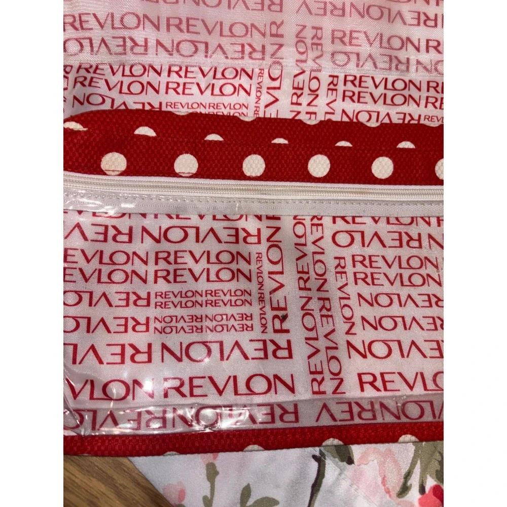 Revlon Hanging Toiletry Bag Red White Polka Dot Travel Makeup Organizer Case